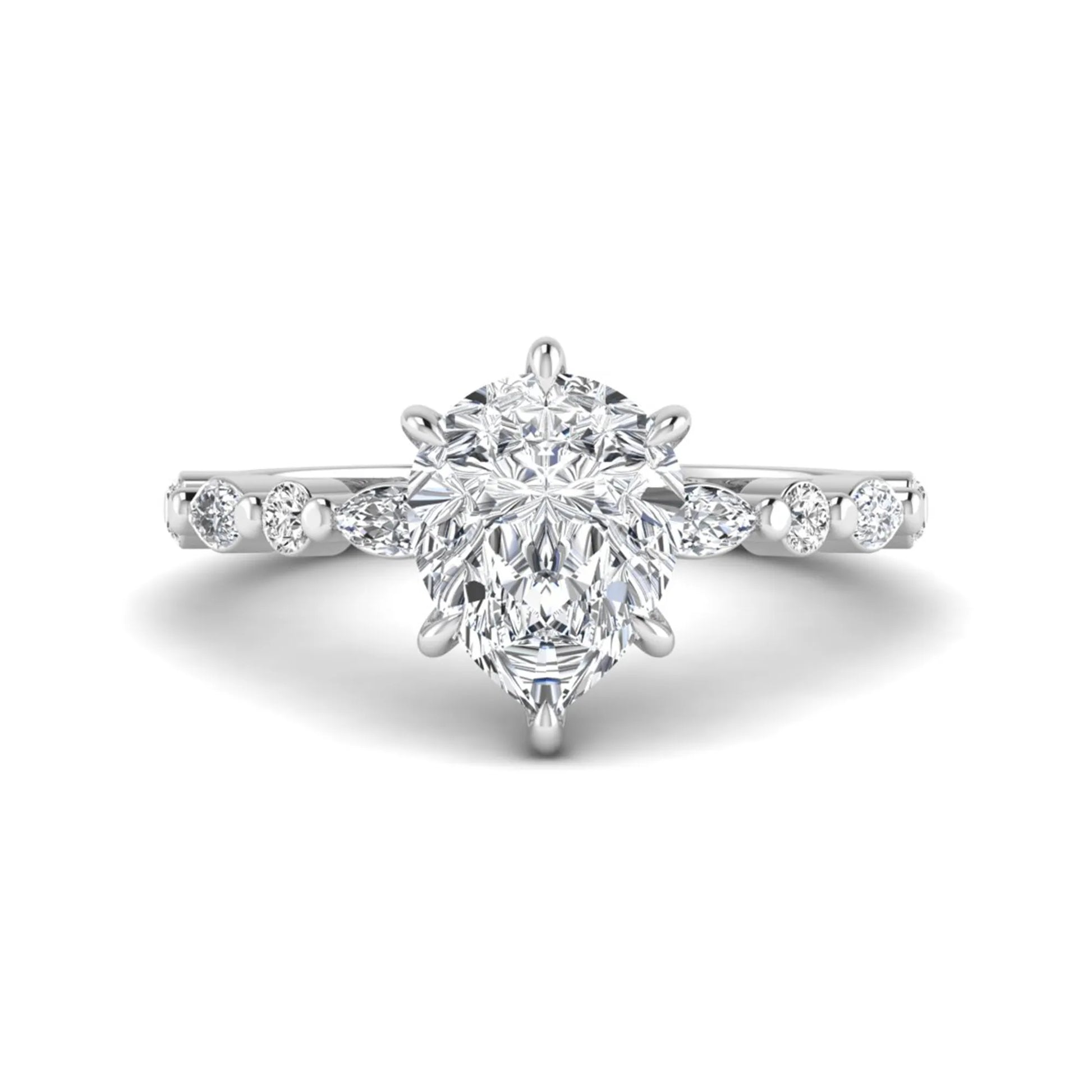 Princess Cluster Prong Set Lab Grown Diamond Engagement Ring