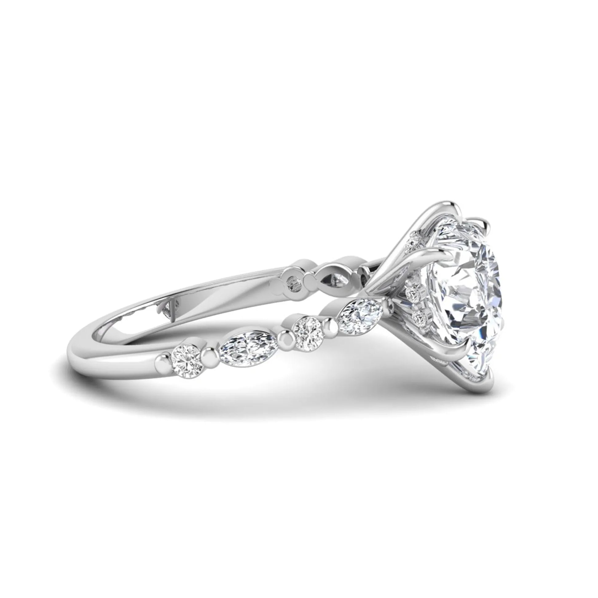 Princess Cluster Prong Set Lab Grown Diamond Engagement Ring
