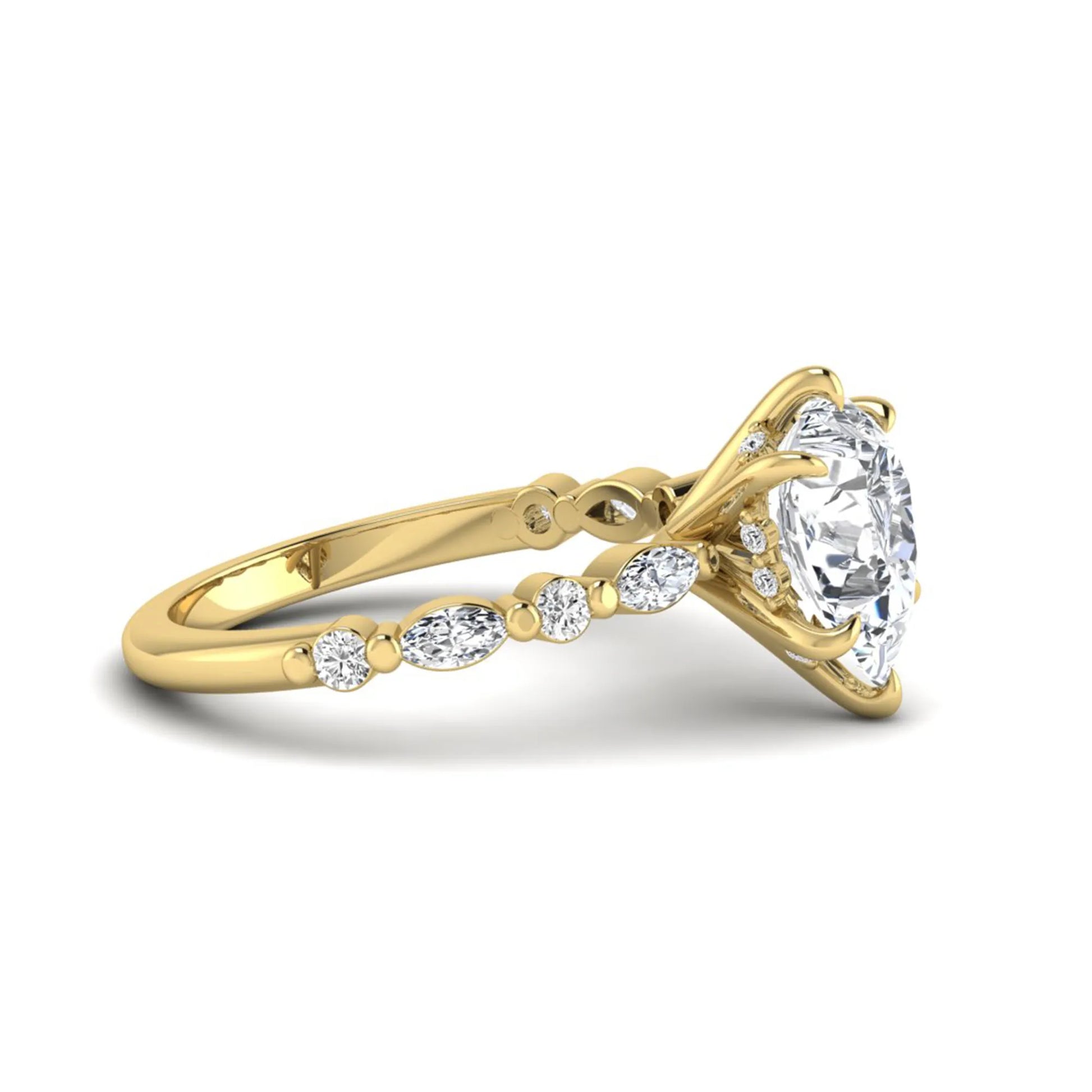 Princess Cluster Prong Set Lab Grown Diamond Engagement Ring