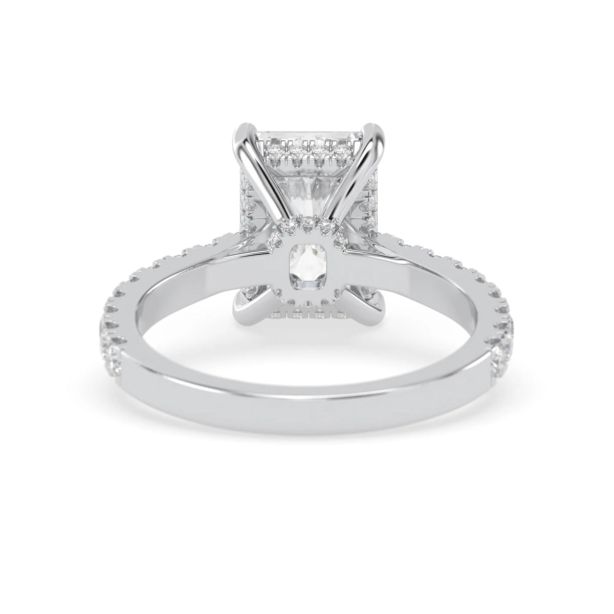 3.50 Carat Radiant Hidden Halo Lab Grown Diamond Pave Engagement Ring