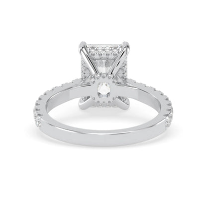 3.50 Carat Radiant Hidden Halo Lab Grown Diamond Pave Engagement Ring