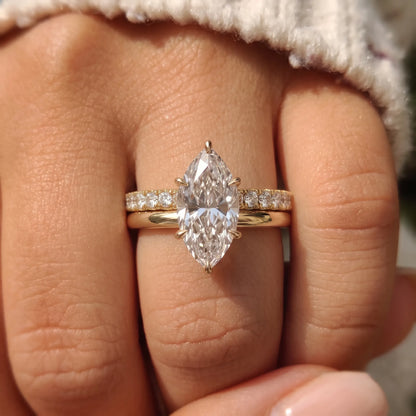2 Carat Marquise Cut Lab Grown Diamond Pave Wedding Bridal Ring Set