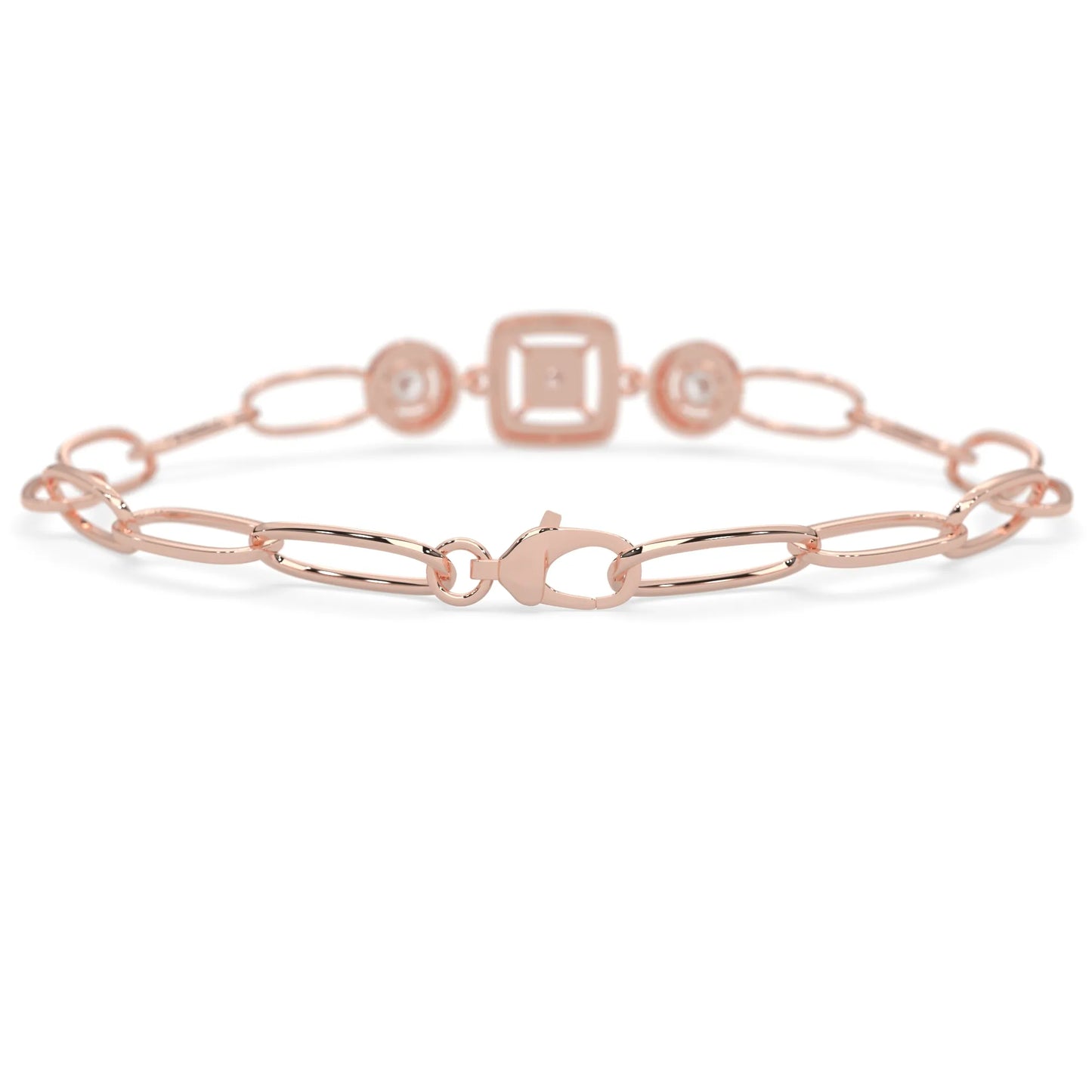 rose Gold bracelet with lab grown diamond accents on a white background