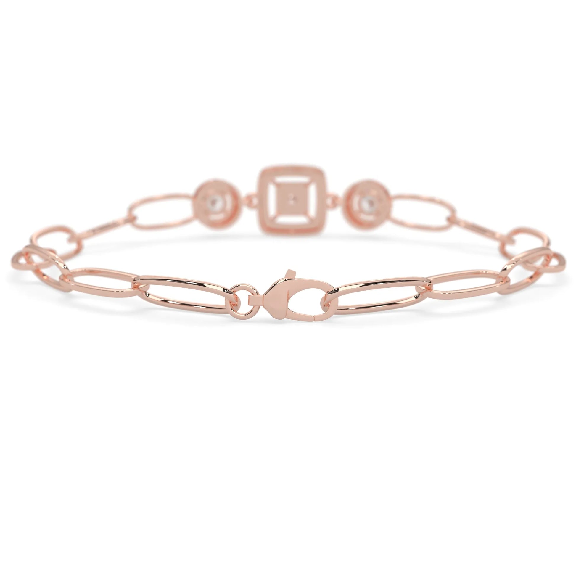 rose Gold bracelet with lab grown diamond accents on a white background