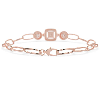 rose Gold bracelet with lab grown diamond accents on a white background