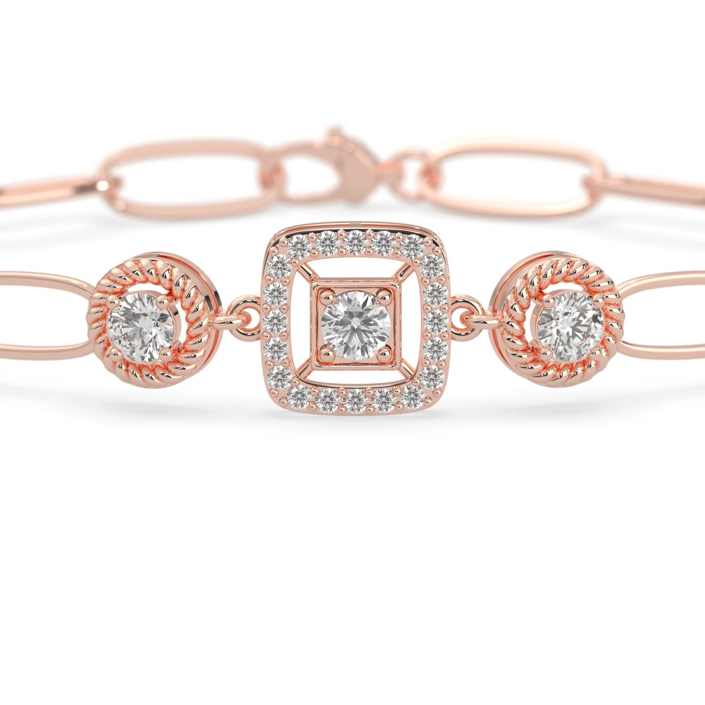 rose Gold bracelet with lab grown diamond accents on a white background