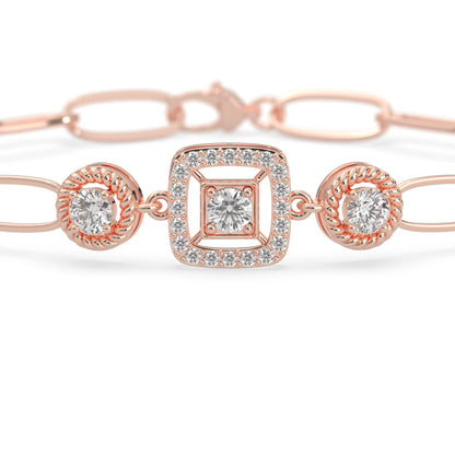 rose Gold bracelet with lab grown diamond accents on a white background