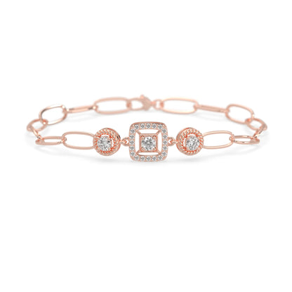 rose Gold bracelet with lab grown diamond accents on a white background