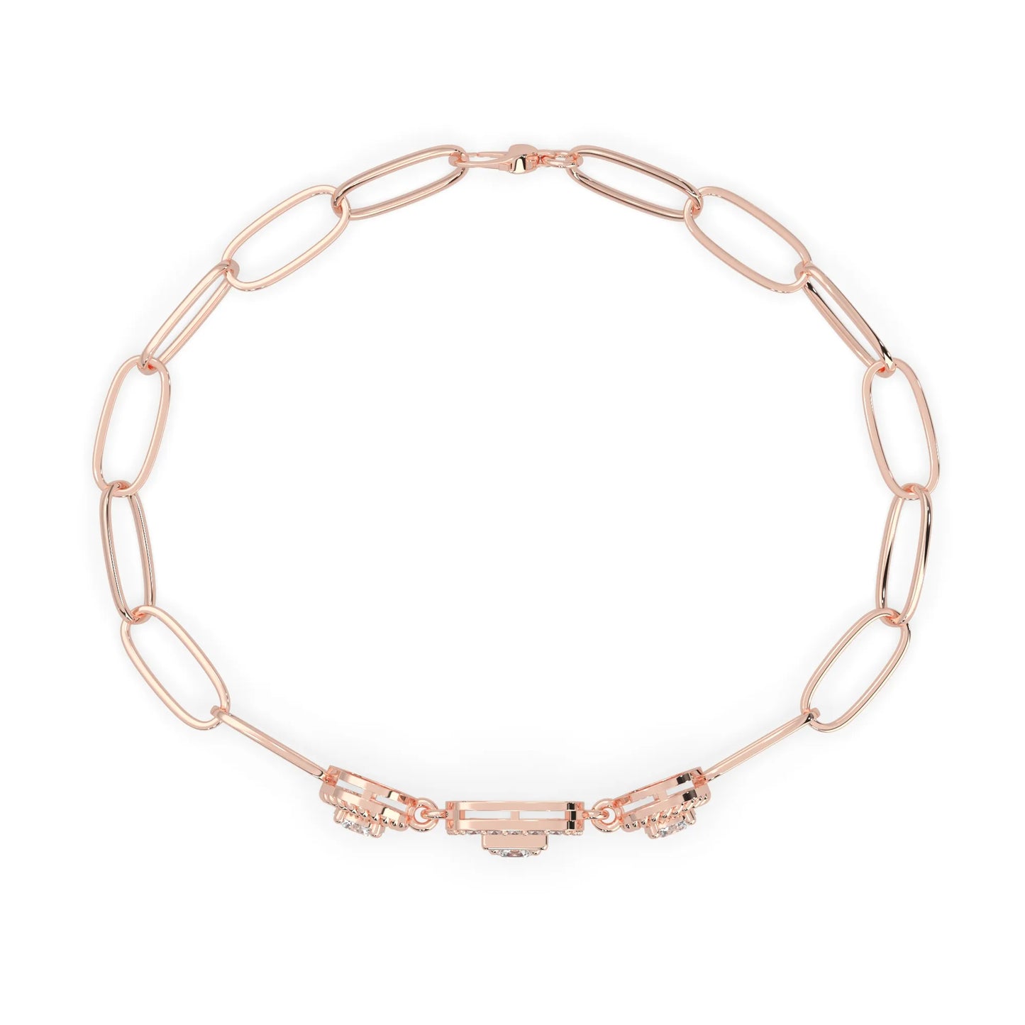 rose Gold bracelet with lab grown diamond accents on a white background