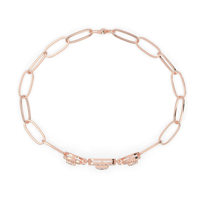 rose Gold bracelet with lab grown diamond accents on a white background