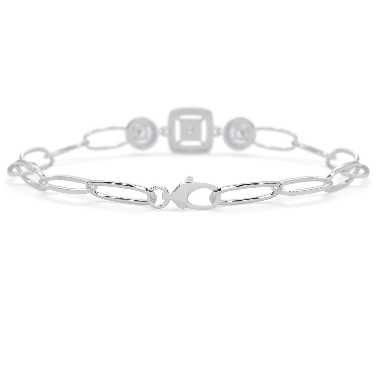 white Gold bracelet with lab grown diamond accents on a white background