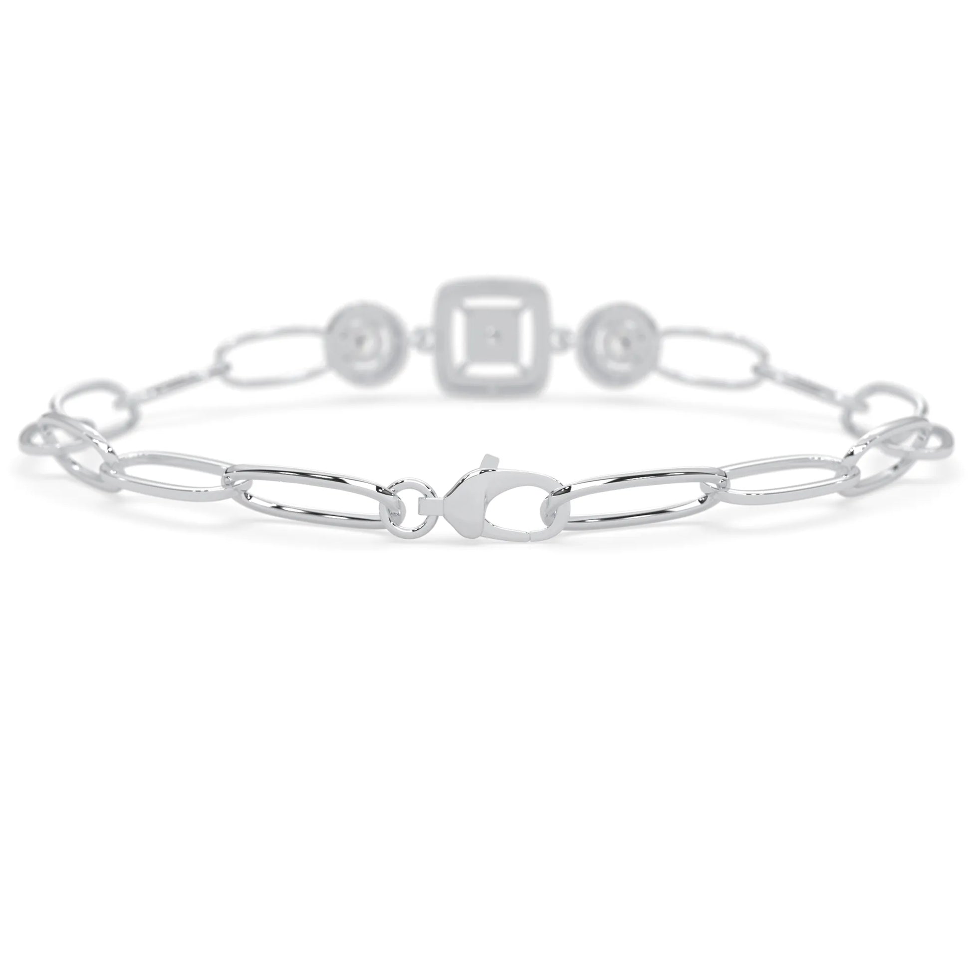 white Gold bracelet with lab grown diamond accents on a white background