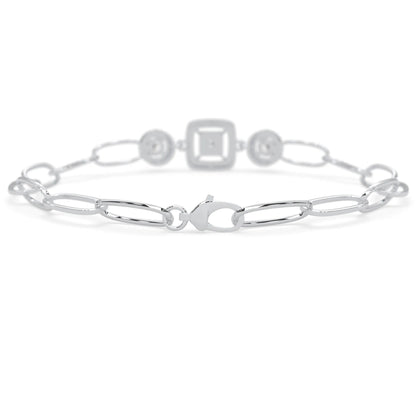 white Gold bracelet with lab grown diamond accents on a white background