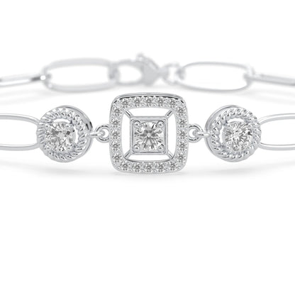 white Gold bracelet with lab grown diamond accents on a white background