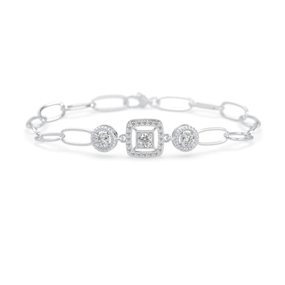 white Gold bracelet with lab grown diamond accents on a white background