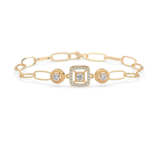 yellow Gold bracelet with lab grown diamond accents on a white background