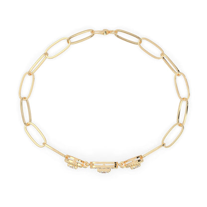 yellow Gold bracelet with lab grown diamond accents on a white background