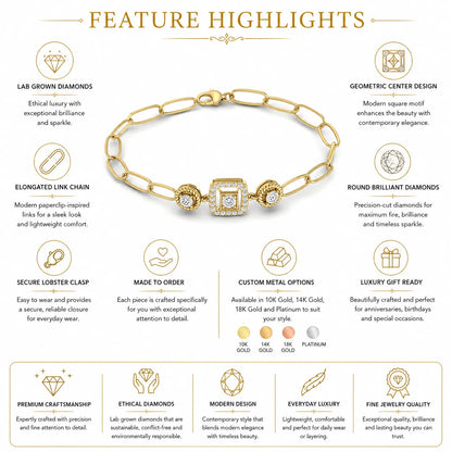 yellow-Gold rose-gold white-gold bracelet with feature highlights on a white background