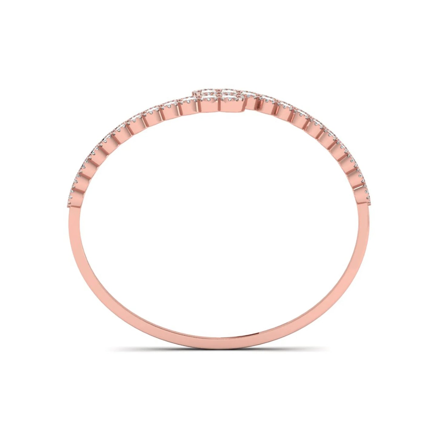 Rose-gold ring with small diamonds on a white background