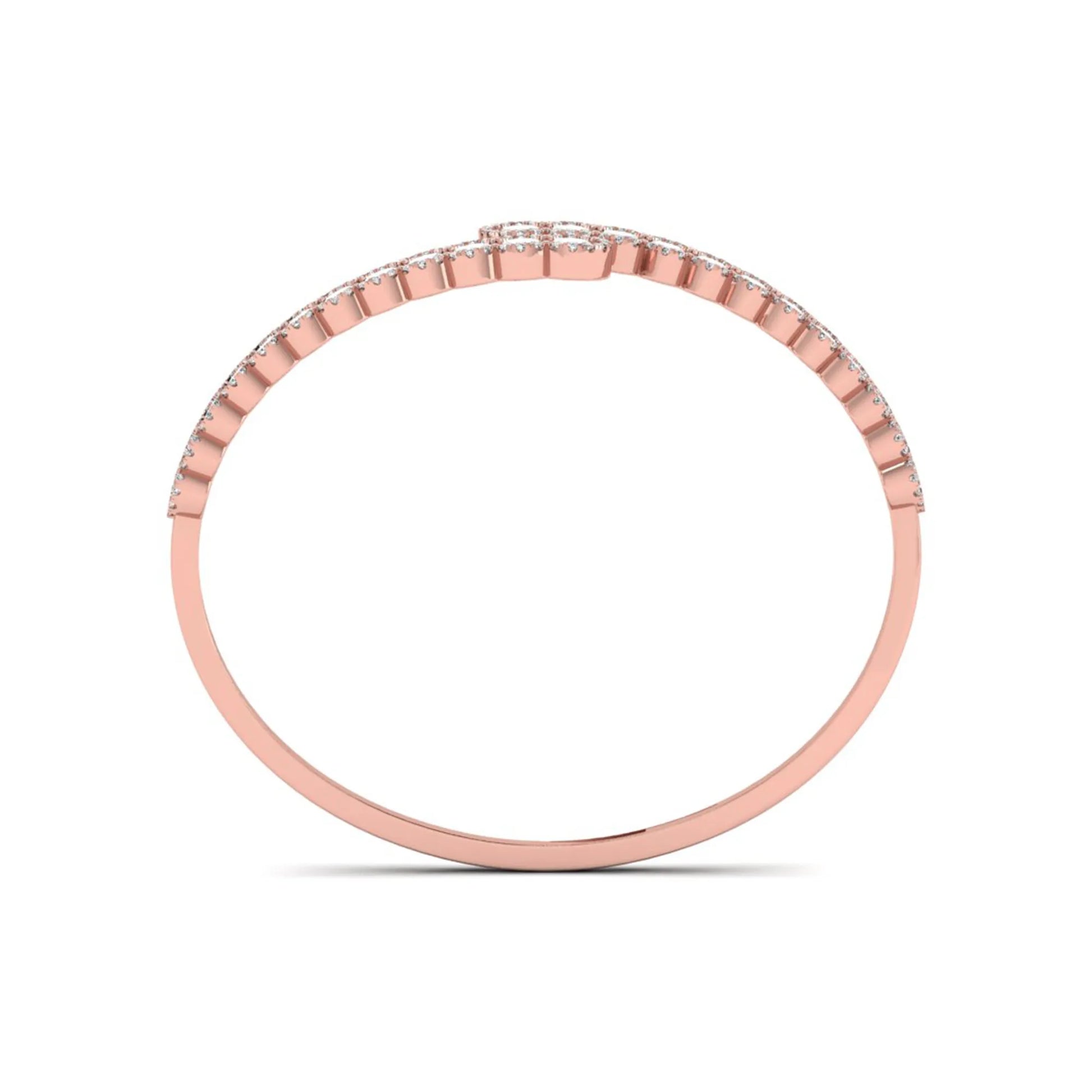 Rose-gold ring with small diamonds on a white background