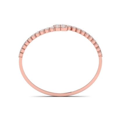 Rose-gold ring with small diamonds on a white background