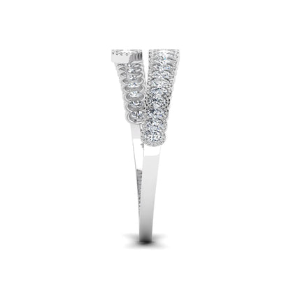 white-gold ring with a textured design on a white background