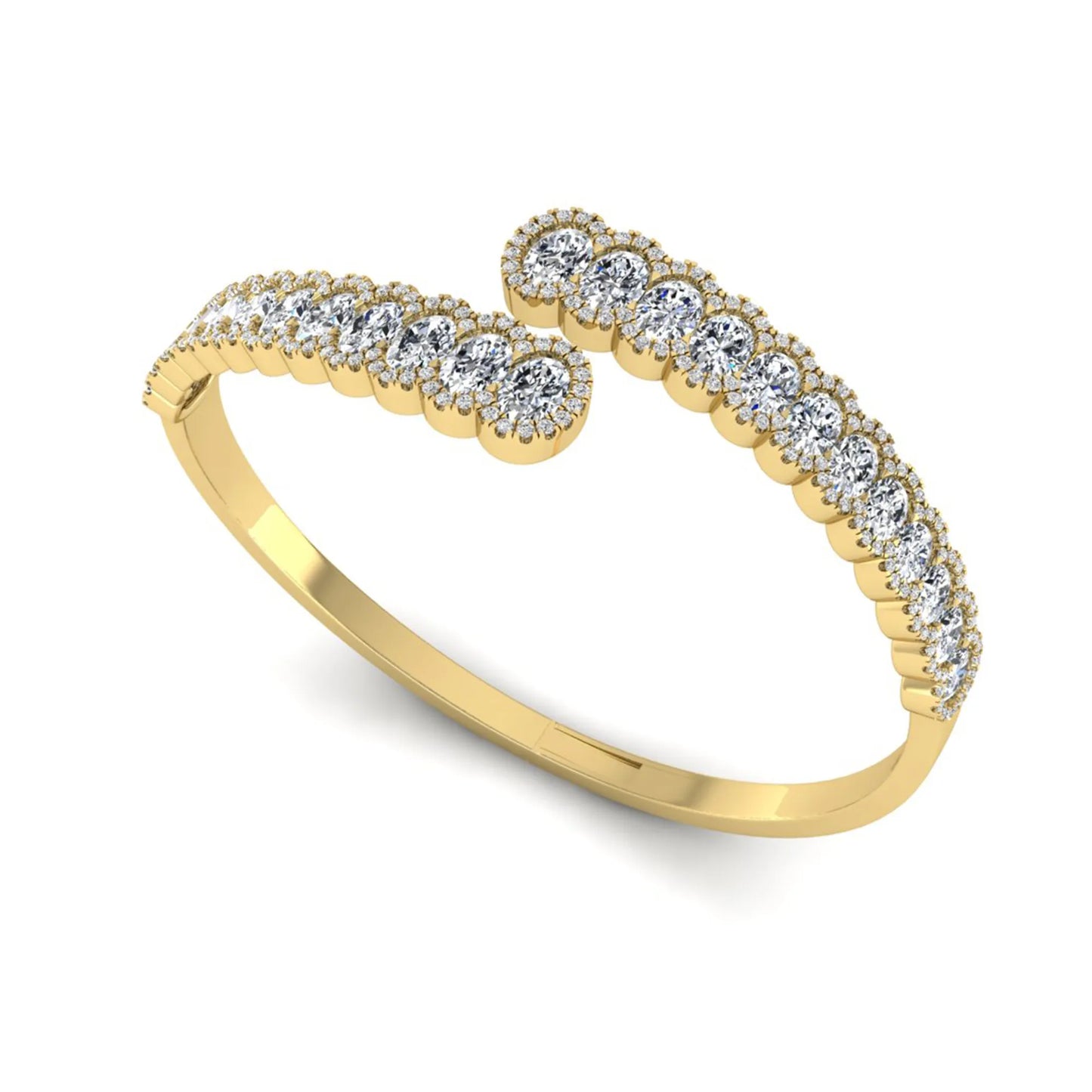 yellow-Gold bracelet with diamond stones on a white background