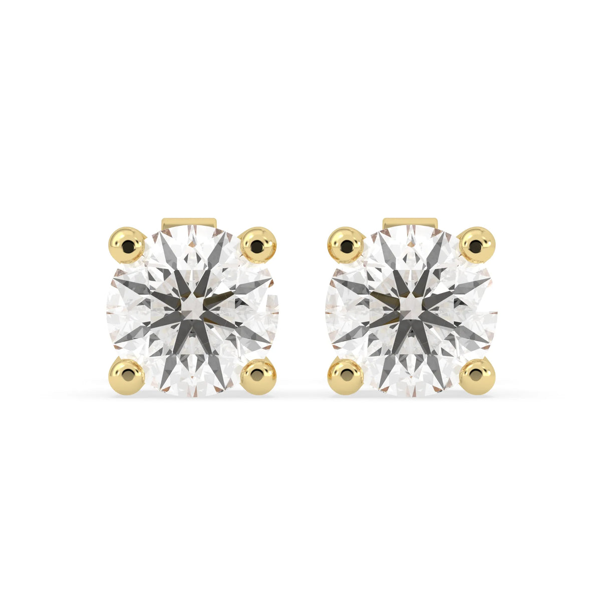 Round Four Prong Lab Grown Diamond Solitaire Push Back Stud Earrings