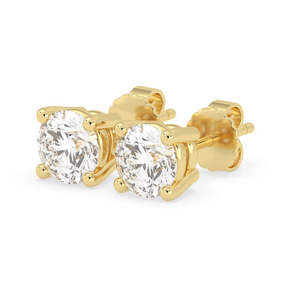 Round Four Prong Lab Grown Diamond Solitaire Push Back Stud Earrings