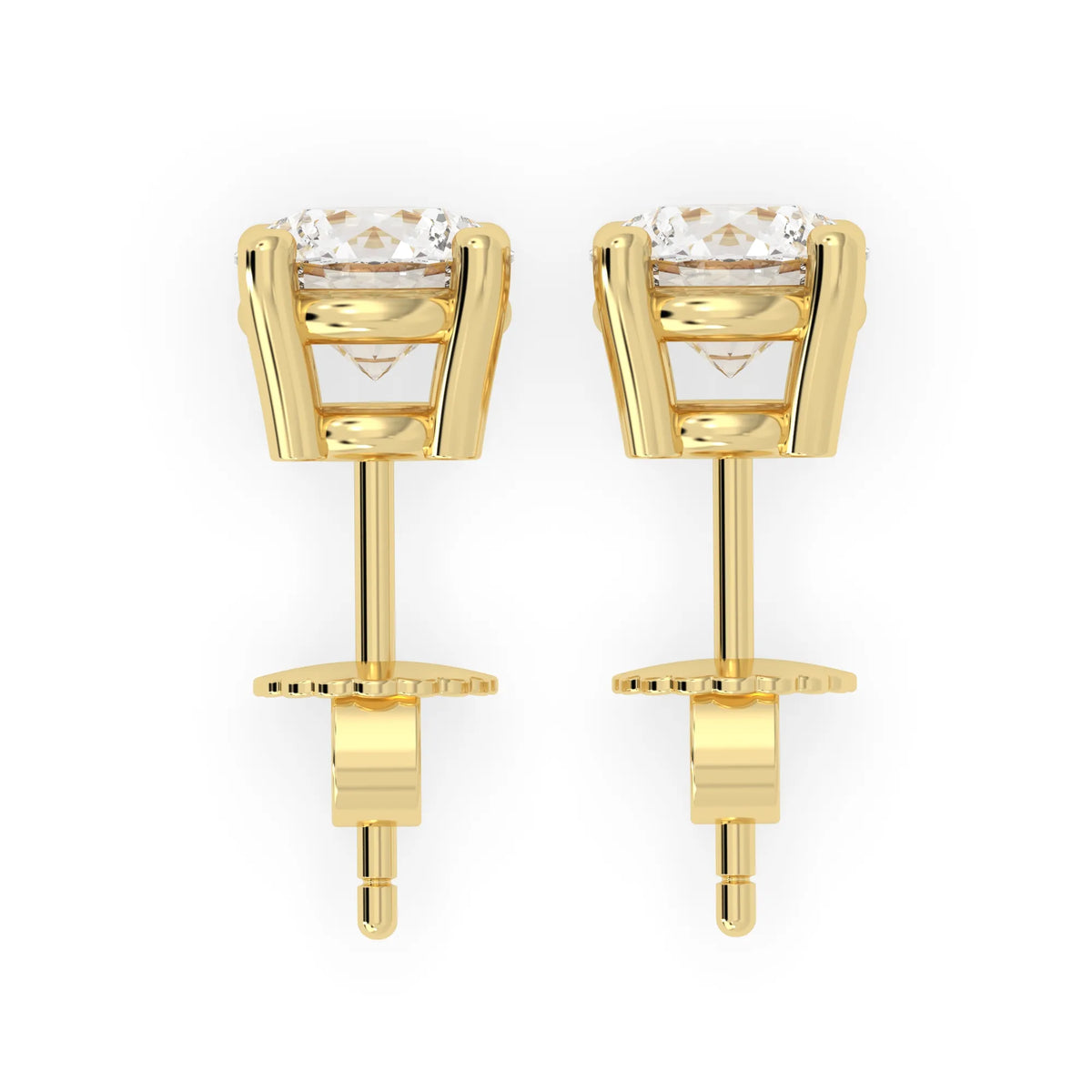 Round Four Prong Lab Grown Diamond Solitaire Push Back Stud Earrings