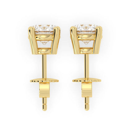 Round Four Prong Lab Grown Diamond Solitaire Push Back Stud Earrings