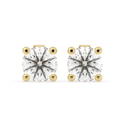 Round Four Prong Lab Grown Diamond Solitaire Push Back Stud Earrings