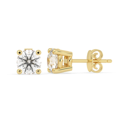 Round Four Prong Lab Grown Diamond Solitaire Push Back Stud Earrings