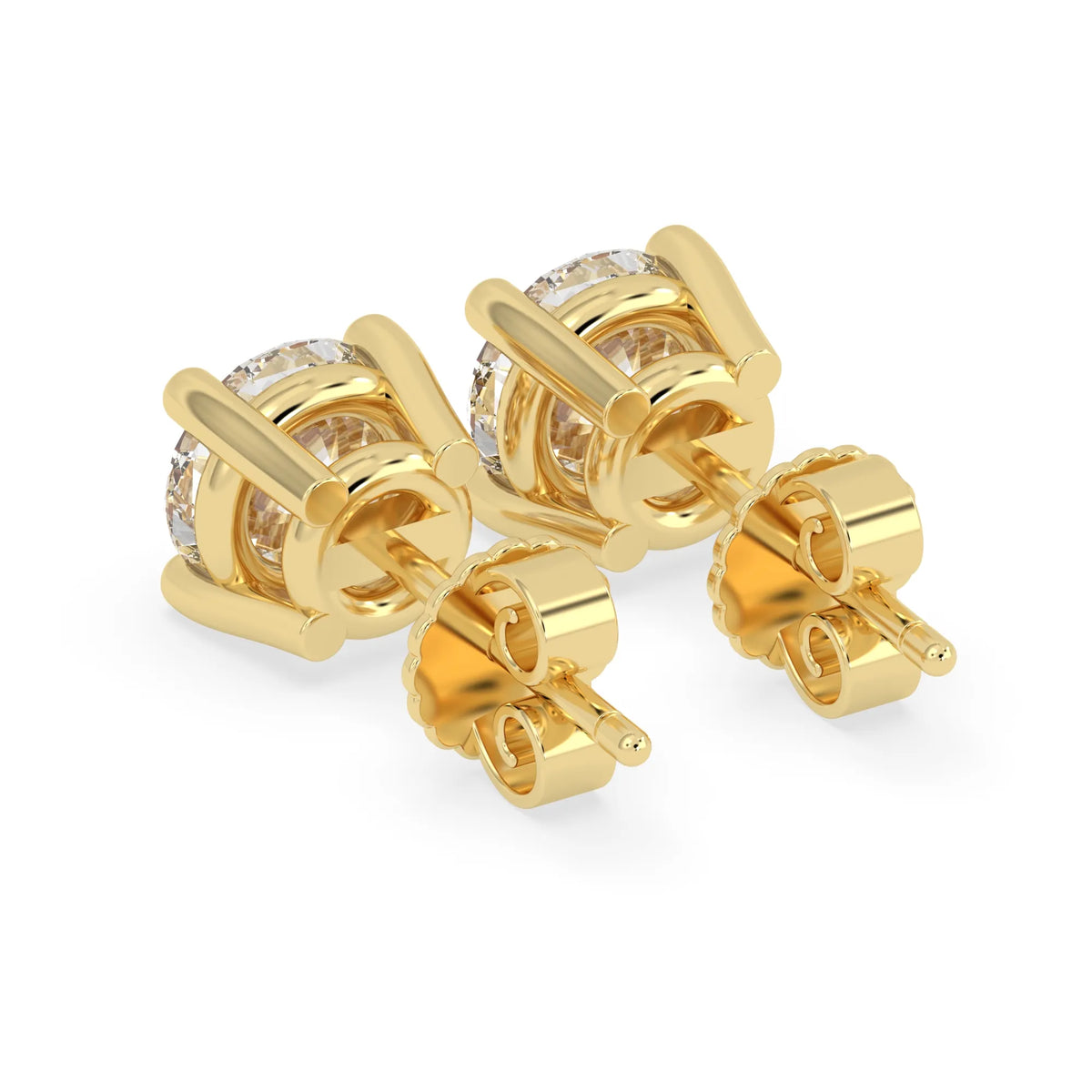 Round Four Prong Lab Grown Diamond Solitaire Push Back Stud Earrings