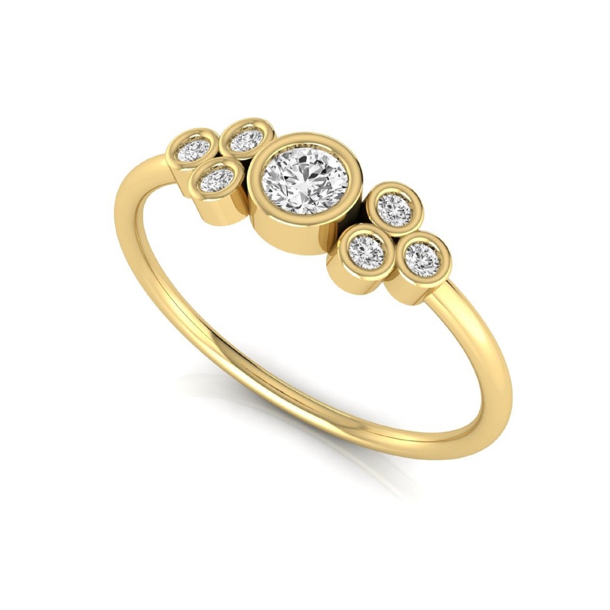 yellow-Gold ring with diamond accents on a white background