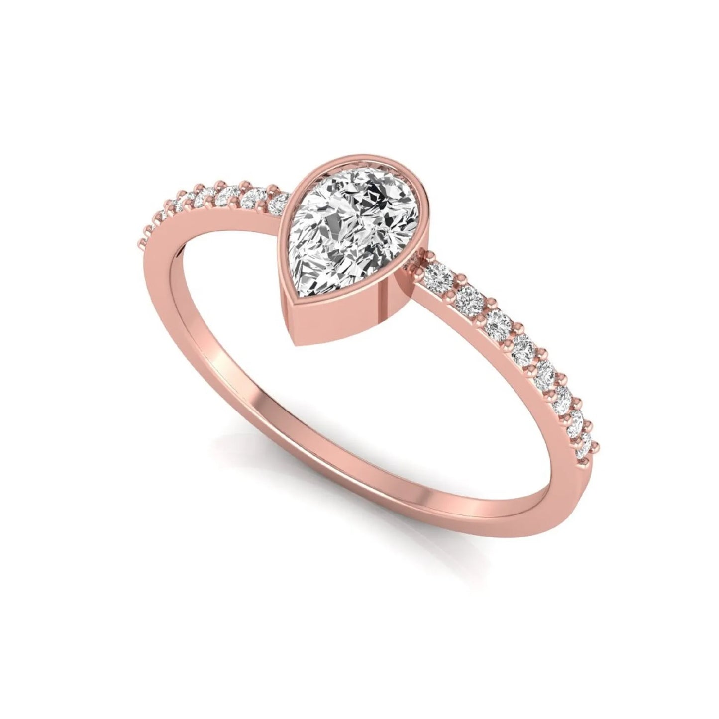 Pear Cut Bezel Set Lab Grown Diamond Ring