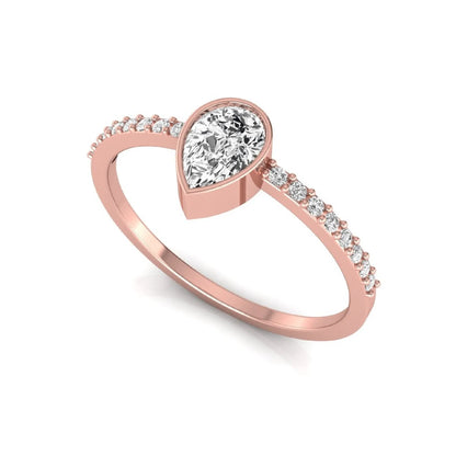 Pear Cut Bezel Set Lab Grown Diamond Ring