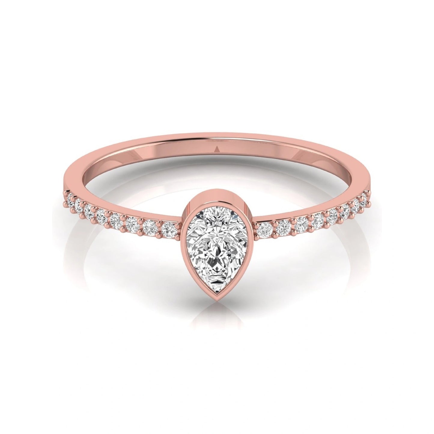 Pear Cut Bezel Set Lab Grown Diamond Ring