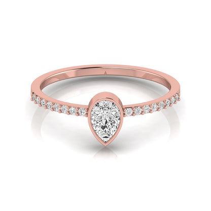 Pear Cut Bezel Set Lab Grown Diamond Ring