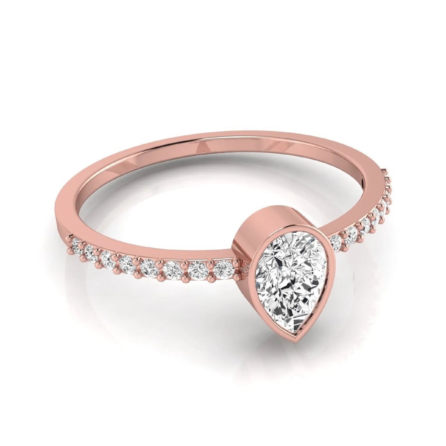Pear Cut Bezel Set Lab Grown Diamond Ring