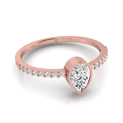 Pear Cut Bezel Set Lab Grown Diamond Ring