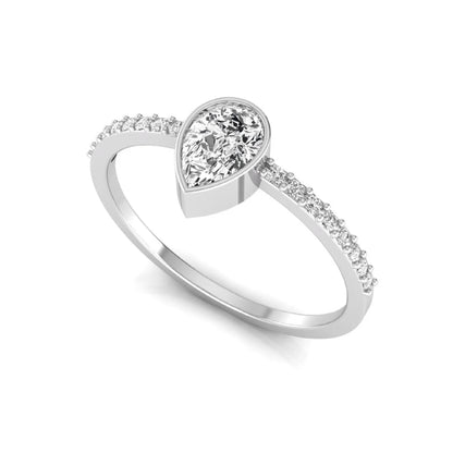 Pear Cut Bezel Set Lab Grown Diamond Ring