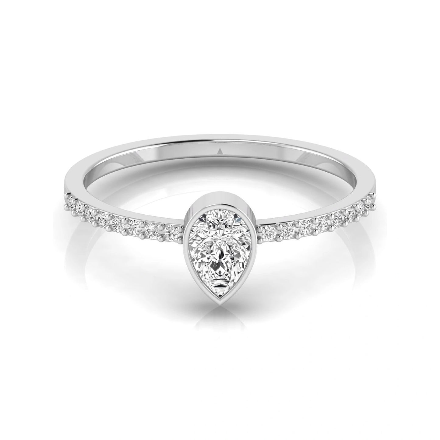 Pear Cut Bezel Set Lab Grown Diamond Ring