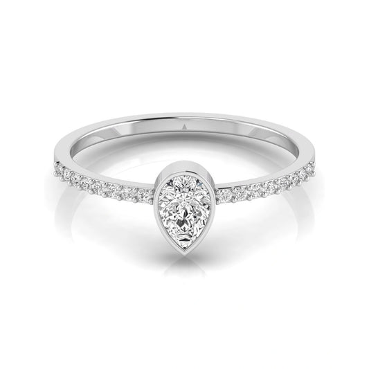 Pear Cut Bezel Set Lab Grown Diamond Ring