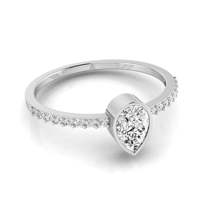 Pear Cut Bezel Set Lab Grown Diamond Ring
