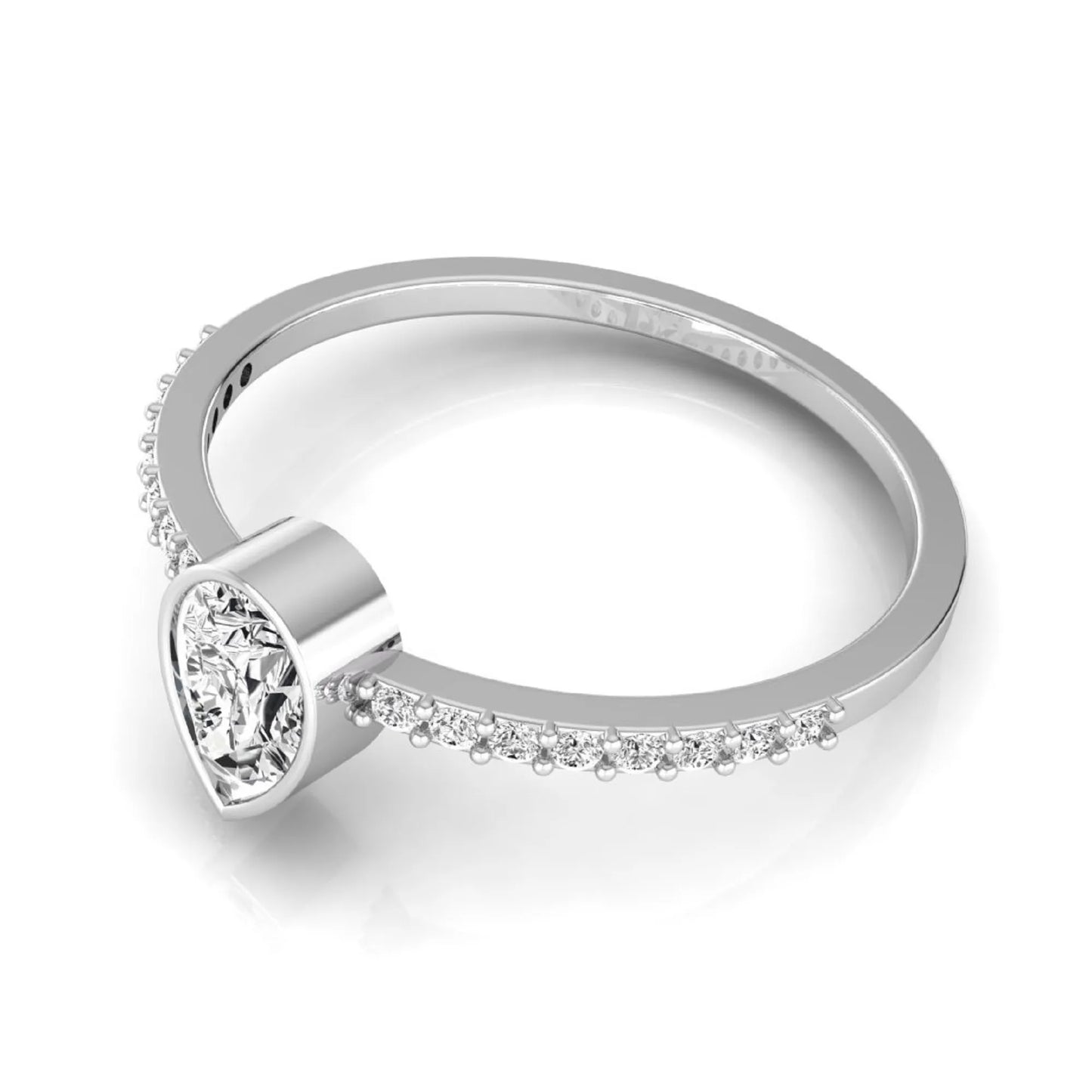 Pear Cut Bezel Set Lab Grown Diamond Ring