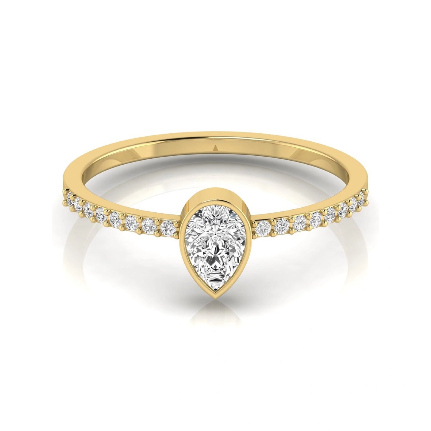 Pear Cut Bezel Set Lab Grown Diamond Ring