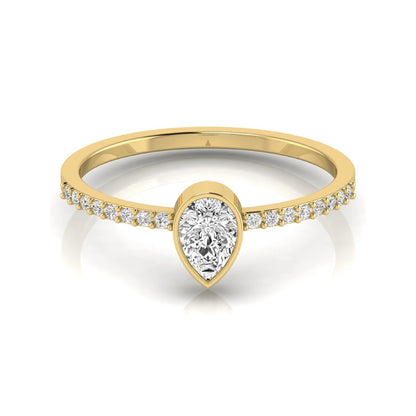 Pear Cut Bezel Set Lab Grown Diamond Ring