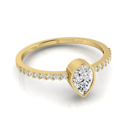 Pear Cut Bezel Set Lab Grown Diamond Ring