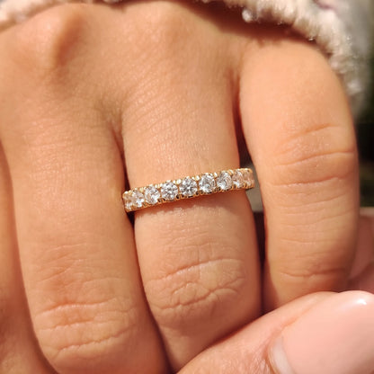 Minimalist Round Cut Lab Grown Diamond Half Eternity Wedding Band